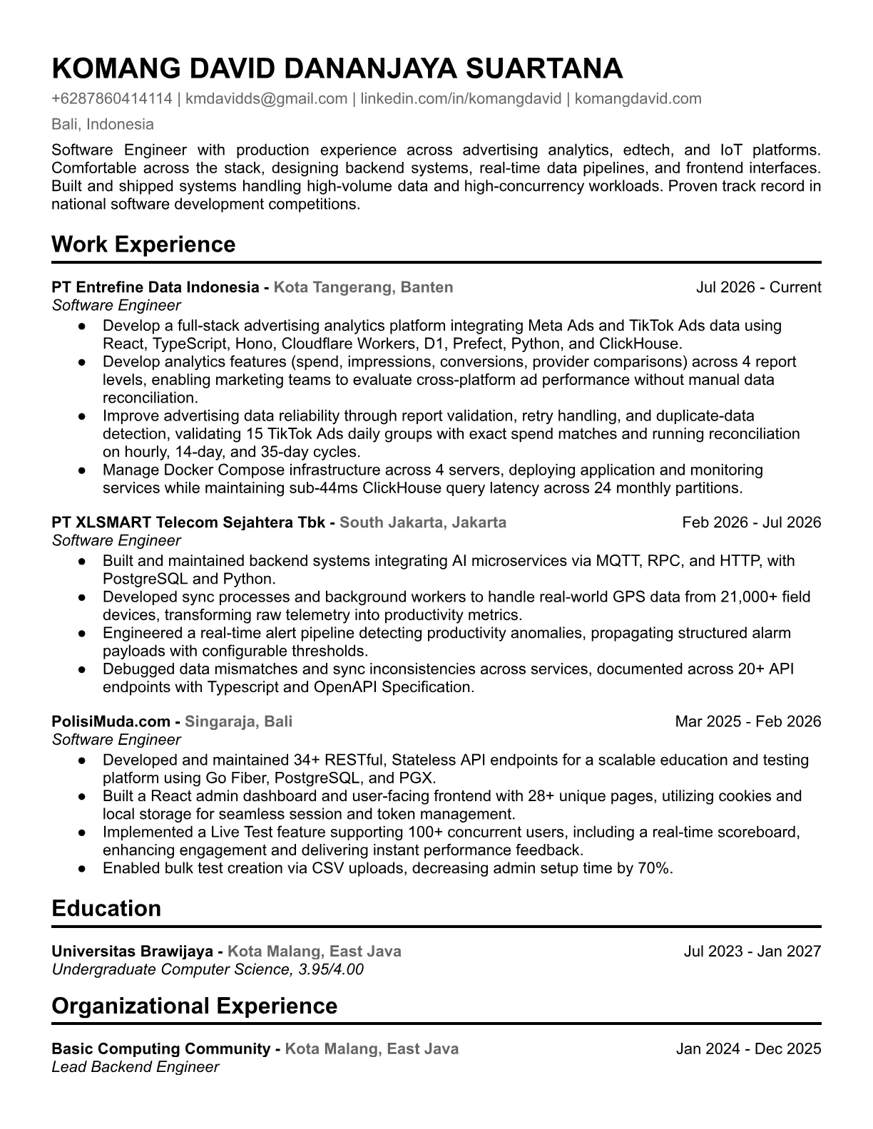 Resume, page 1