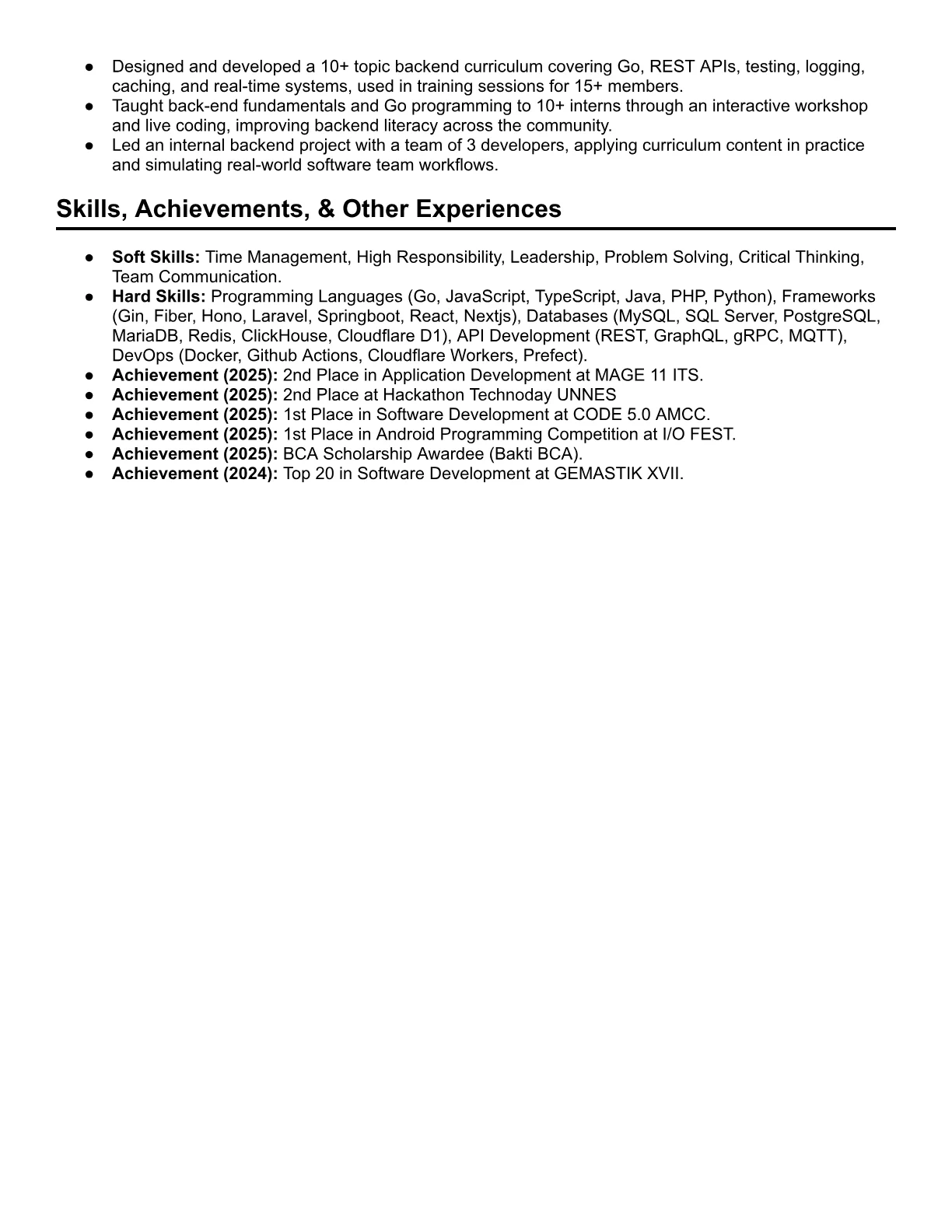 Resume, page 2